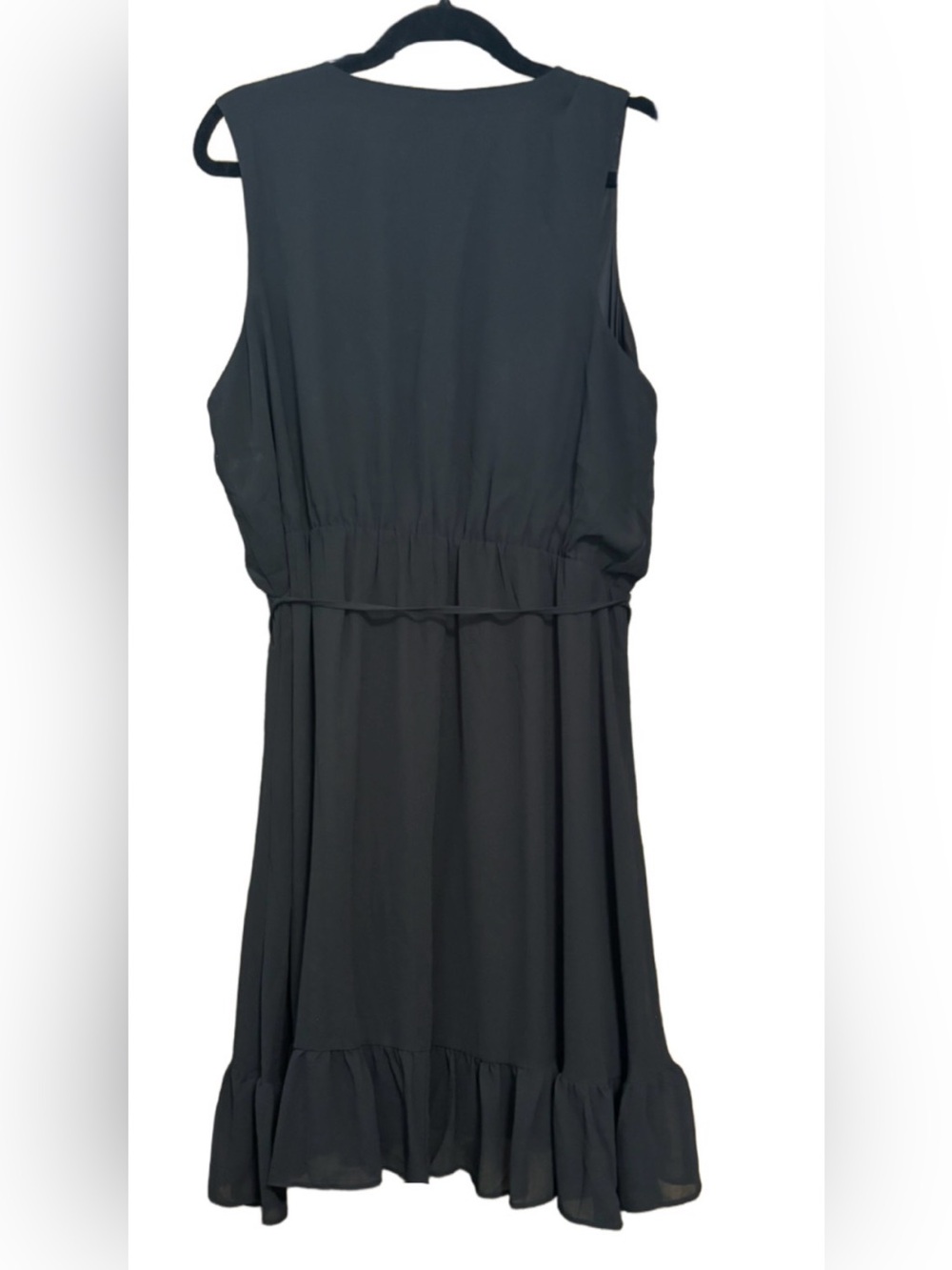 Sleeveless Bare Ruffle Trim Wrap Dress -Plus Size - Picture 3 of 4